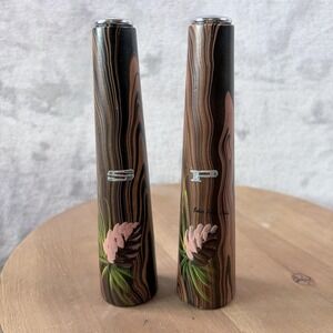 Vintage Estes Park Colorado Pinecone Salt & Pepper Shakers Tall Woodgrain